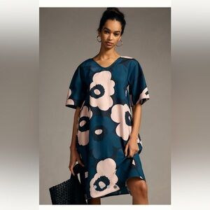 Marimekko Agnete Unikko Dress Size Small Color:Navy